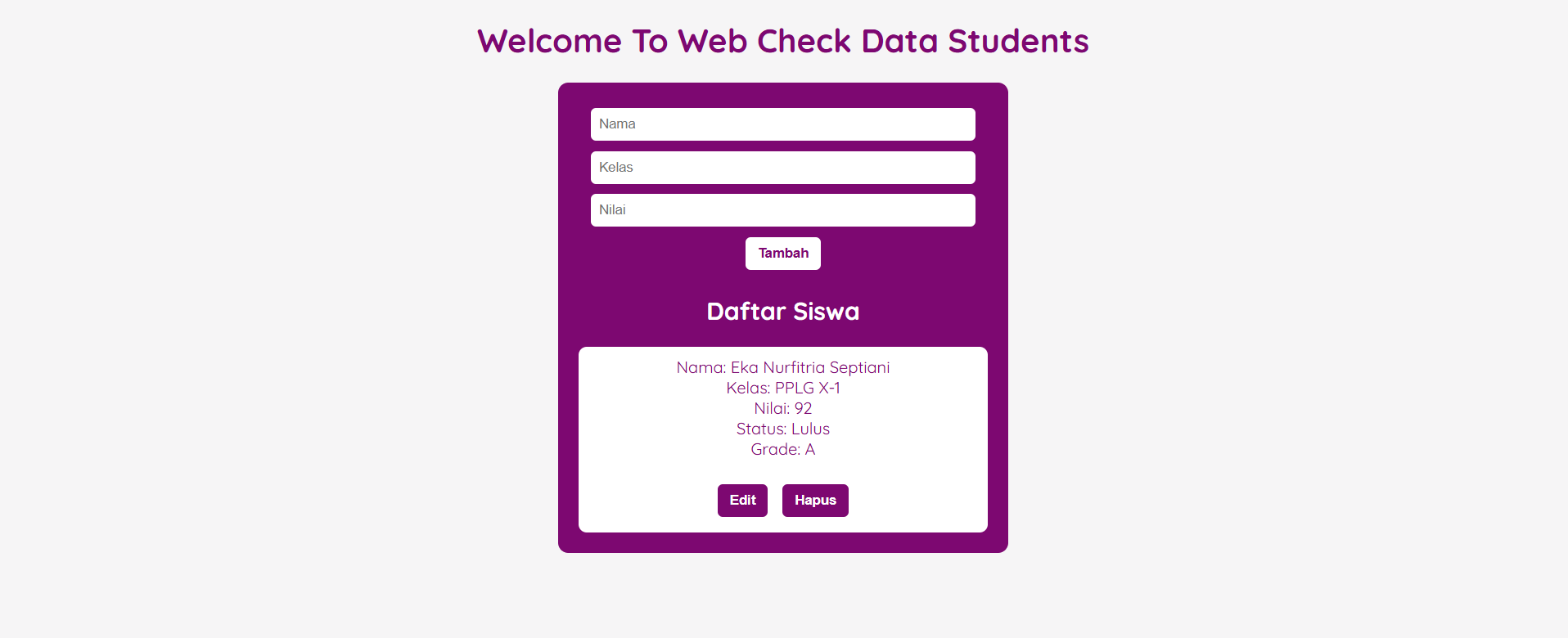 Chek Data Siswa